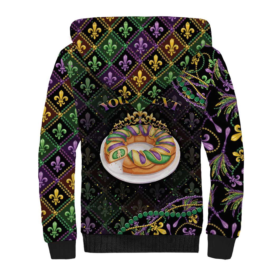 Personalized Mardi Gras Sherpa Hoodie King Cake Royal