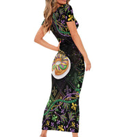 Personalized Mardi Gras Short Sleeve Bodycon Dress King Cake Royal