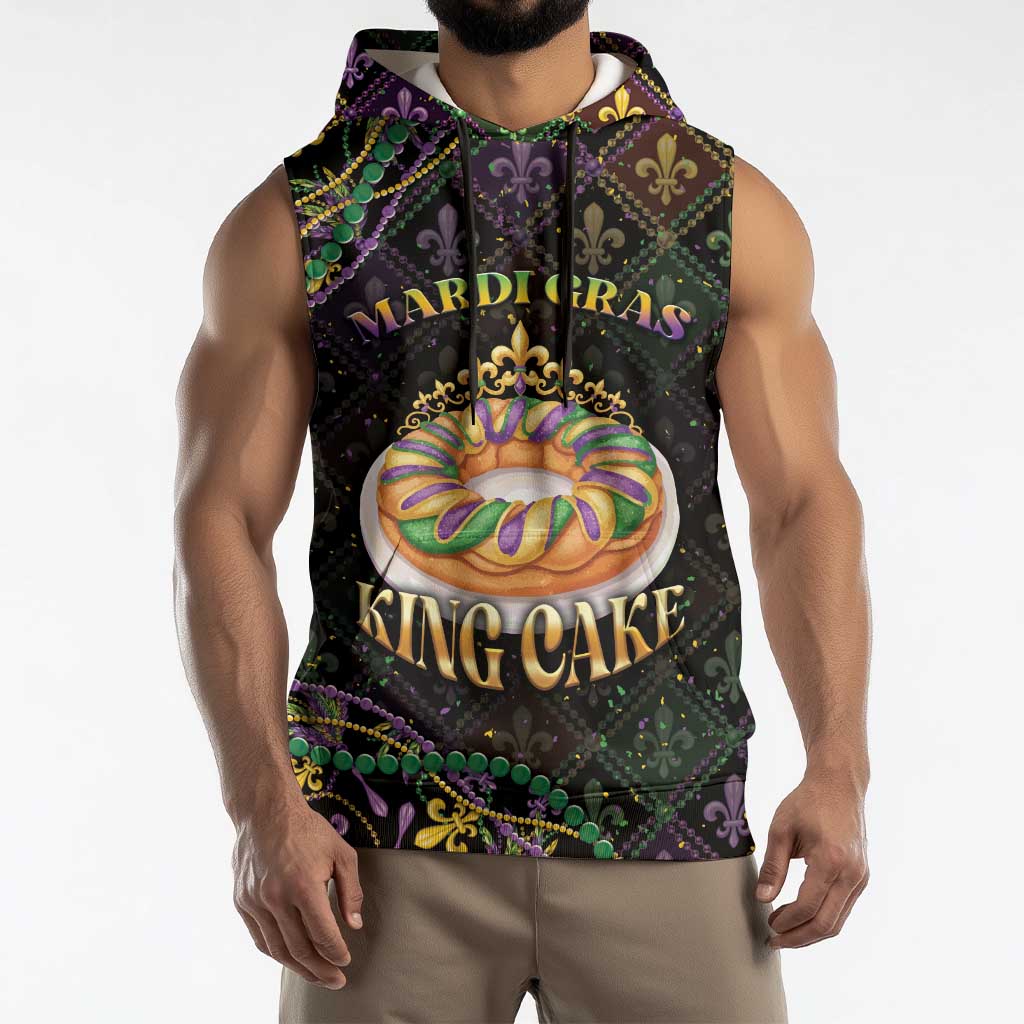 Personalized Mardi Gras Sleeveless Hoodie King Cake Royal