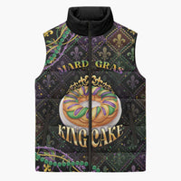 Personalized Mardi Gras Sleeveless Puffer Jacket King Cake Royal