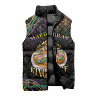 Personalized Mardi Gras Sleeveless Puffer Jacket King Cake Royal