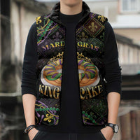 Personalized Mardi Gras Sleeveless Puffer Jacket King Cake Royal