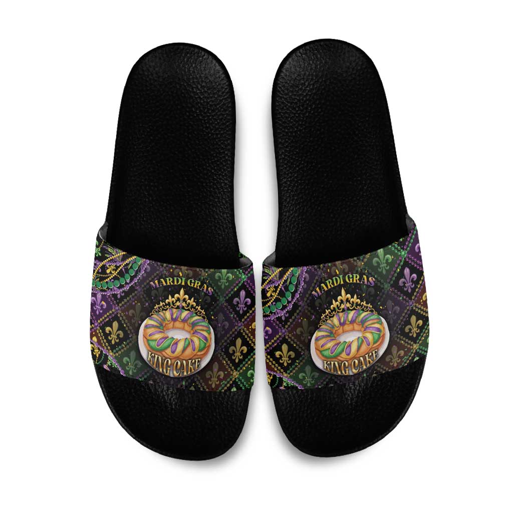 Mardi Gras Slide Sandals King Cake Royal