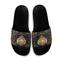 Mardi Gras Slide Sandals King Cake Royal