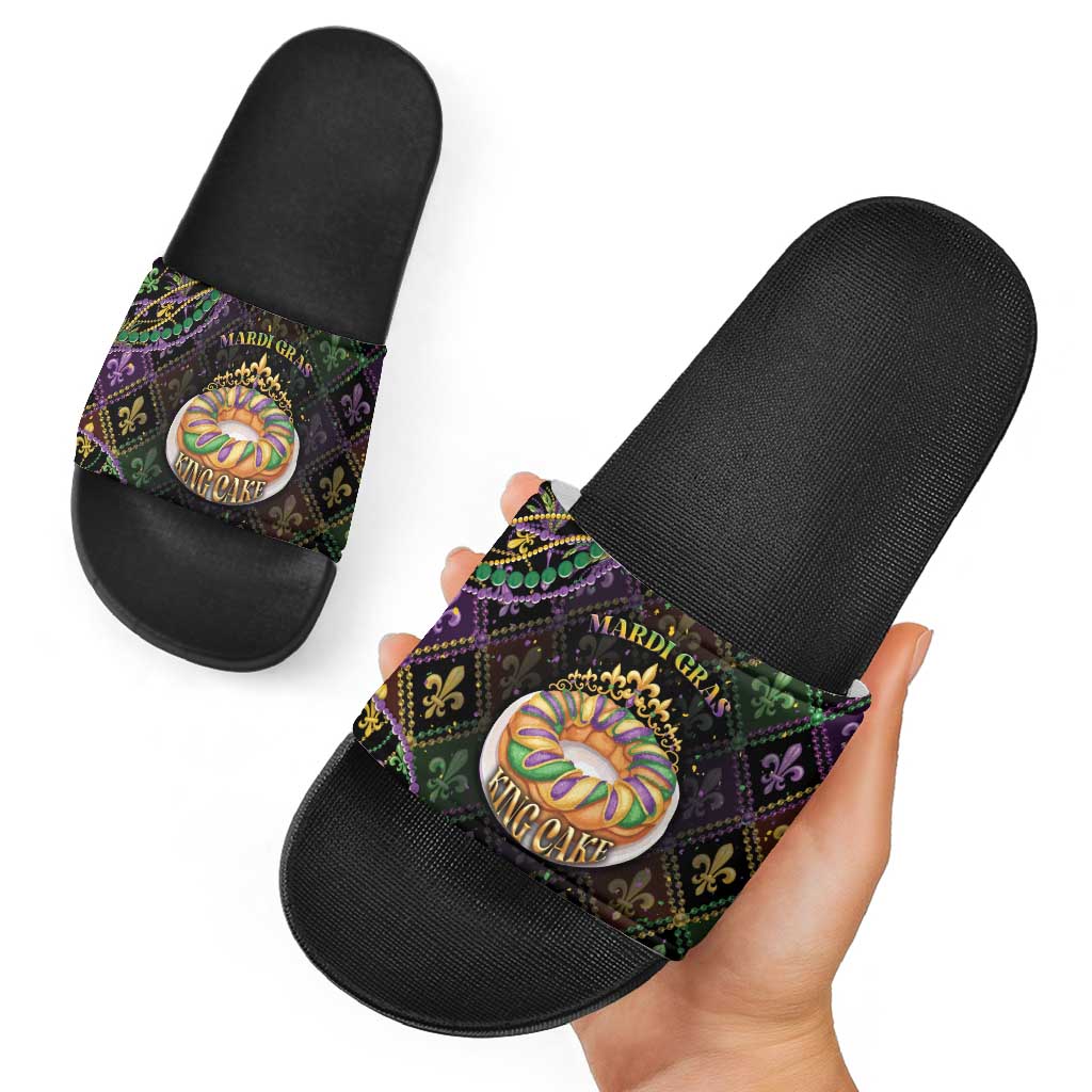 Mardi Gras Slide Sandals King Cake Royal