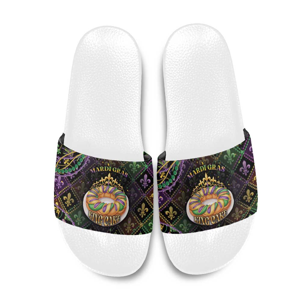 Mardi Gras Slide Sandals King Cake Royal