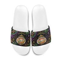 Mardi Gras Slide Sandals King Cake Royal