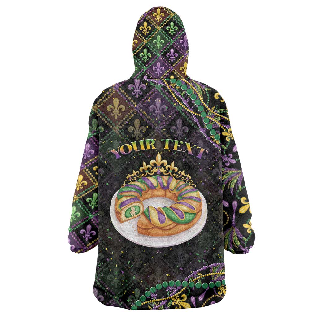 Personalized Mardi Gras Wearable Blanket Hoodie King Cake Royal