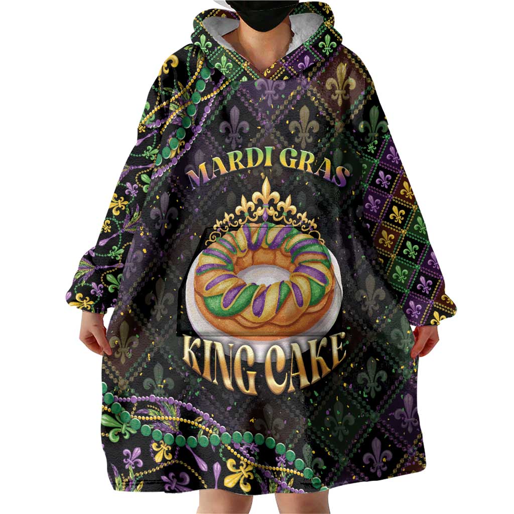 Personalized Mardi Gras Wearable Blanket Hoodie King Cake Royal