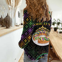 Personalized Mardi Gras Women Casual Shirt King Cake Royal