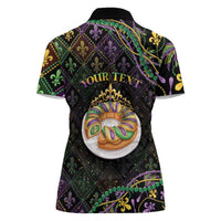 Personalized Mardi Gras Women Polo Shirt King Cake Royal