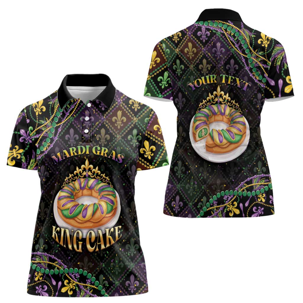 Personalized Mardi Gras Women Polo Shirt King Cake Royal