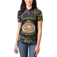 Personalized Mardi Gras Women Polo Shirt King Cake Royal