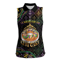 Personalized Mardi Gras Women Sleeveless Polo Shirt King Cake Royal