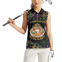 Personalized Mardi Gras Women Sleeveless Polo Shirt King Cake Royal