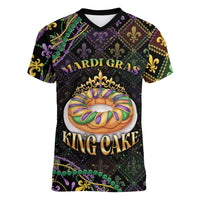 Personalized Mardi Gras Women V-Neck T-Shirt King Cake Royal
