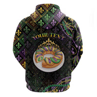 Personalized Mardi Gras Zip Hoodie King Cake Royal