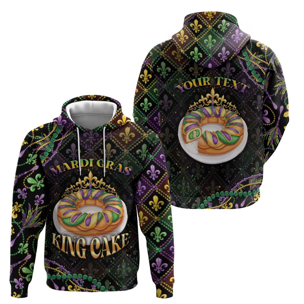 Personalized Mardi Gras Zip Hoodie King Cake Royal