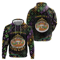Personalized Mardi Gras Zip Hoodie King Cake Royal