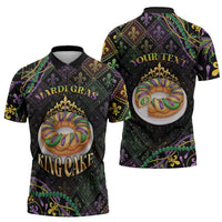 Personalized Mardi Gras Zipper Polo Shirt King Cake Royal