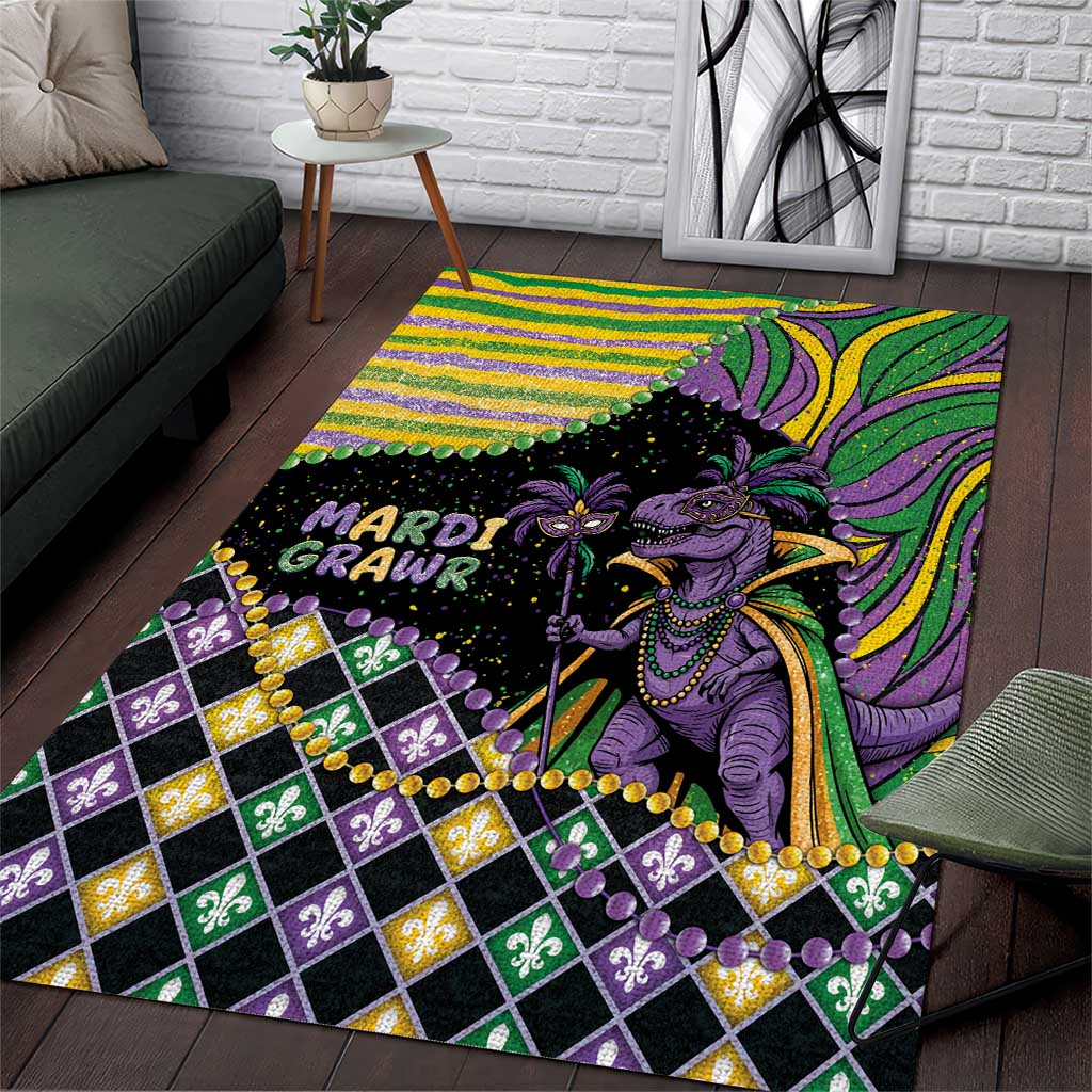 Mardi Gras Area Rug King Rex Glitter Effect