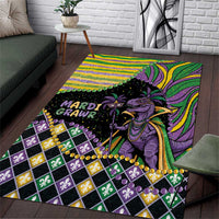 Mardi Gras Area Rug King Rex Glitter Effect