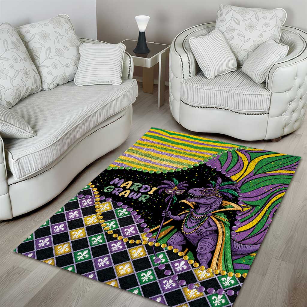 Mardi Gras Area Rug King Rex Glitter Effect