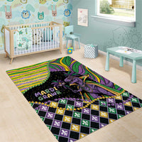 Mardi Gras Area Rug King Rex Glitter Effect
