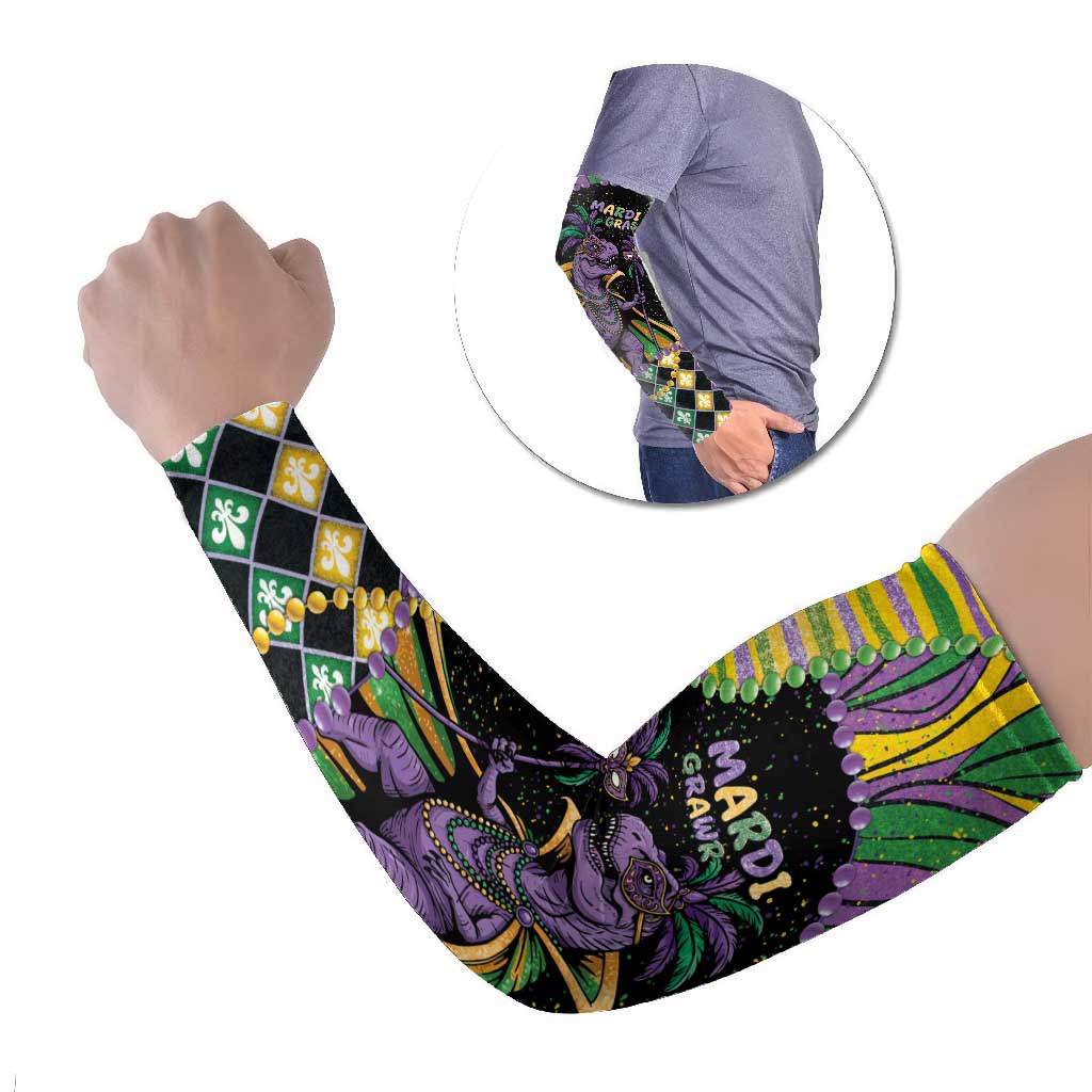 Mardi Gras Arm Sleeves King Rex Glitter Effect