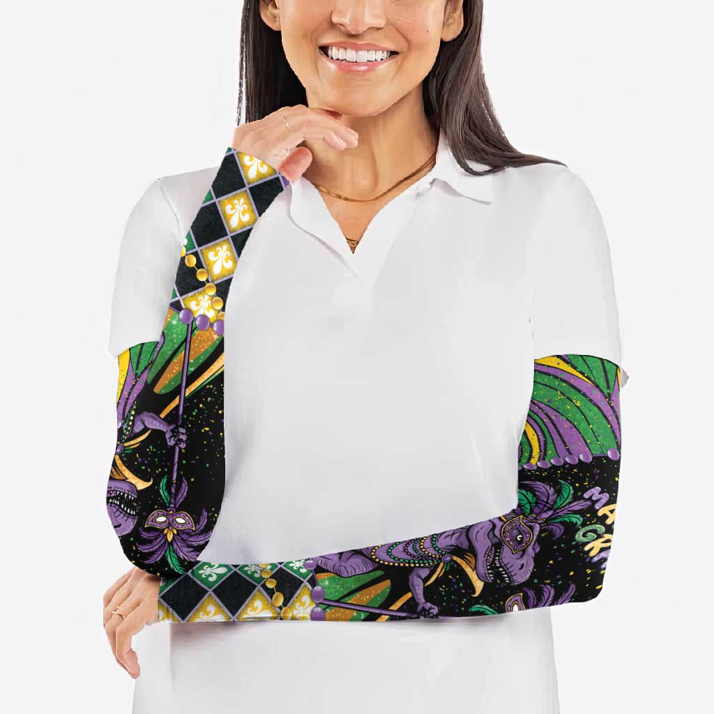 Mardi Gras Arm Sleeves King Rex Glitter Effect