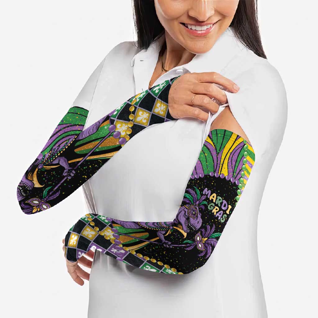 Mardi Gras Arm Sleeves King Rex Glitter Effect