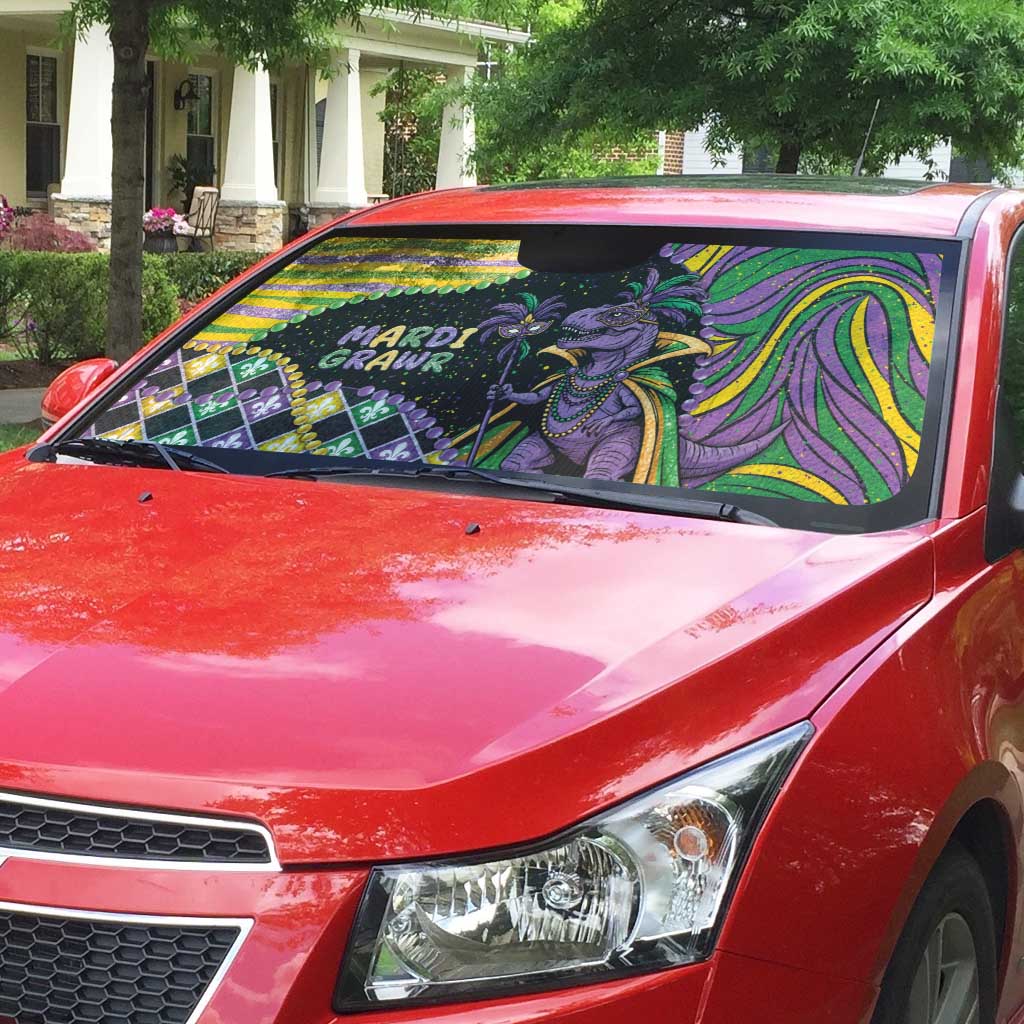 Mardi Gras Auto Sun Shade King Rex Glitter Effect