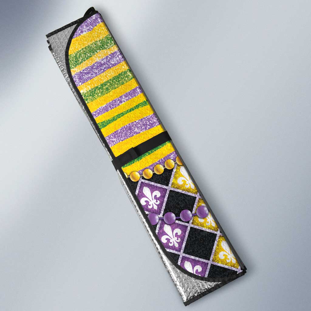 Mardi Gras Auto Sun Shade King Rex Glitter Effect
