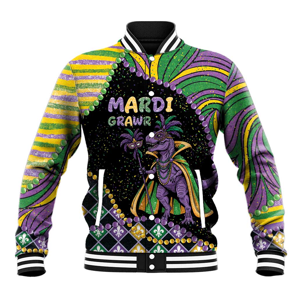 Mardi Gras Baseball Jacket King Rex Glitter Effect