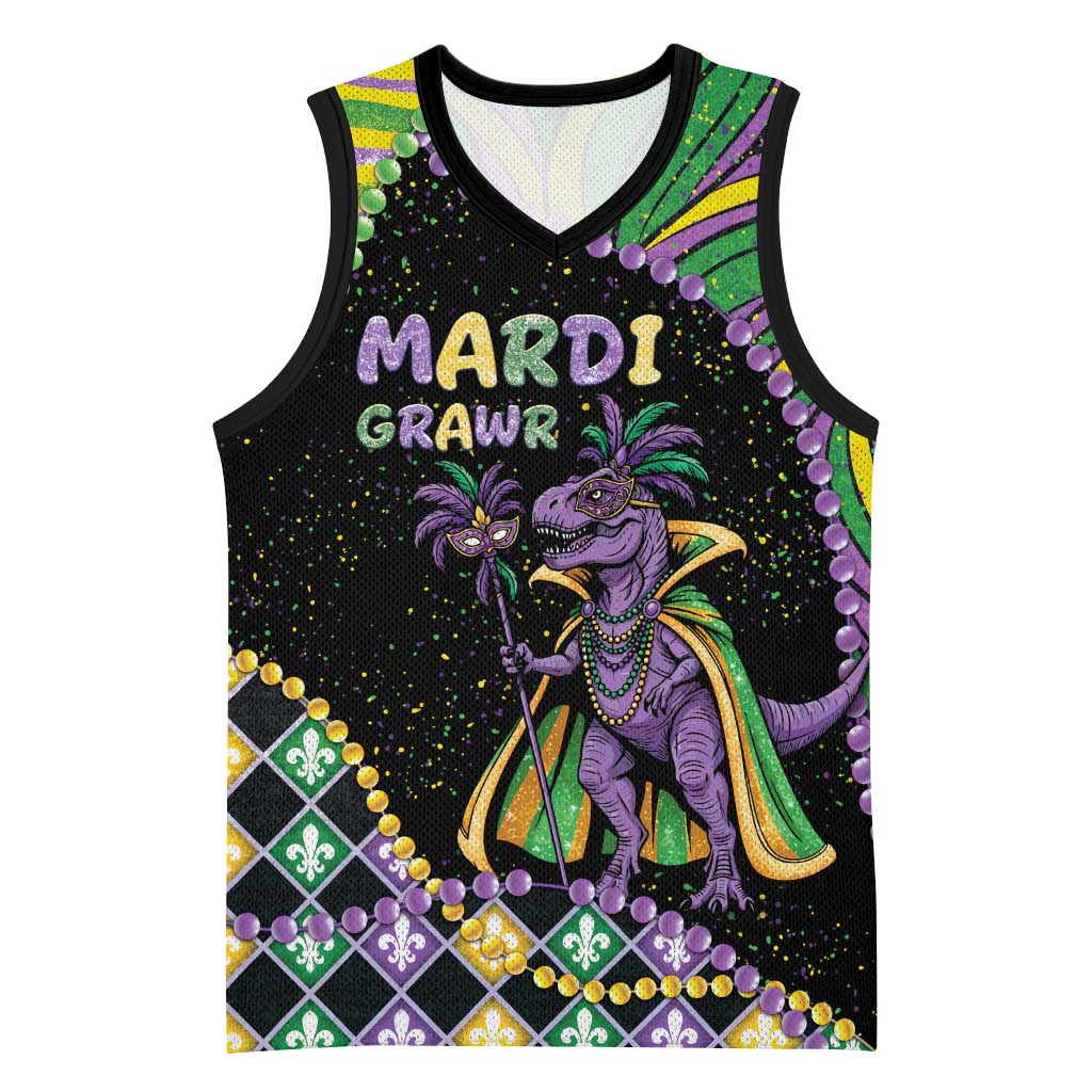 Mardi Gras Basketball Jersey King Rex Glitter Effect