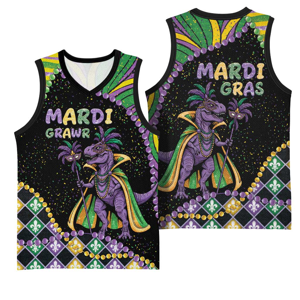 Mardi Gras Basketball Jersey King Rex Glitter Effect