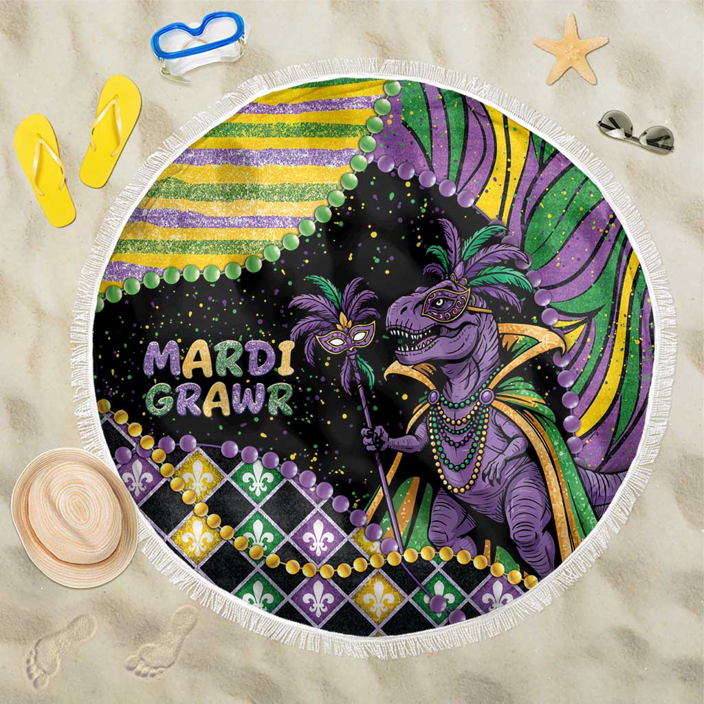 Mardi Gras Beach Blanket King Rex Glitter Effect