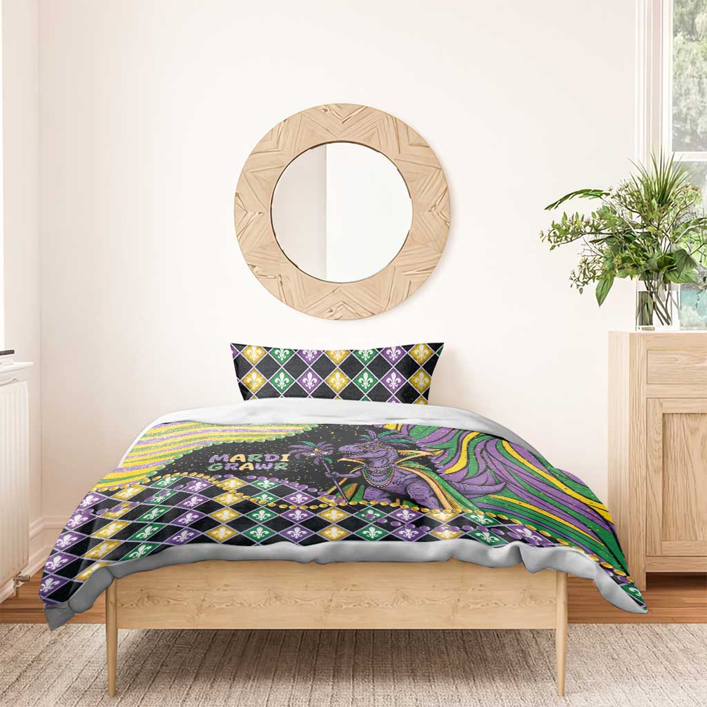 Mardi Gras Bedding Set King Rex Glitter Effect