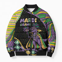 Mardi Gras Bomber Puffer Jacket King Rex Glitter Effect