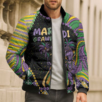 Mardi Gras Bomber Puffer Jacket King Rex Glitter Effect