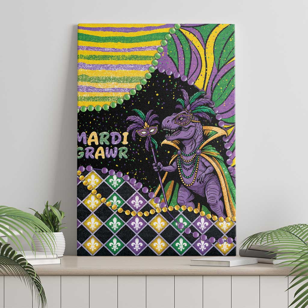 Mardi Gras Canvas Wall Art King Rex Glitter Effect