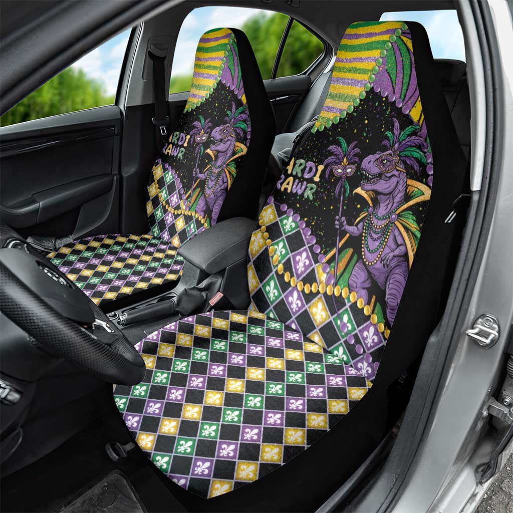 Mardi Gras Car Seat Cover King Rex Glitter Effect