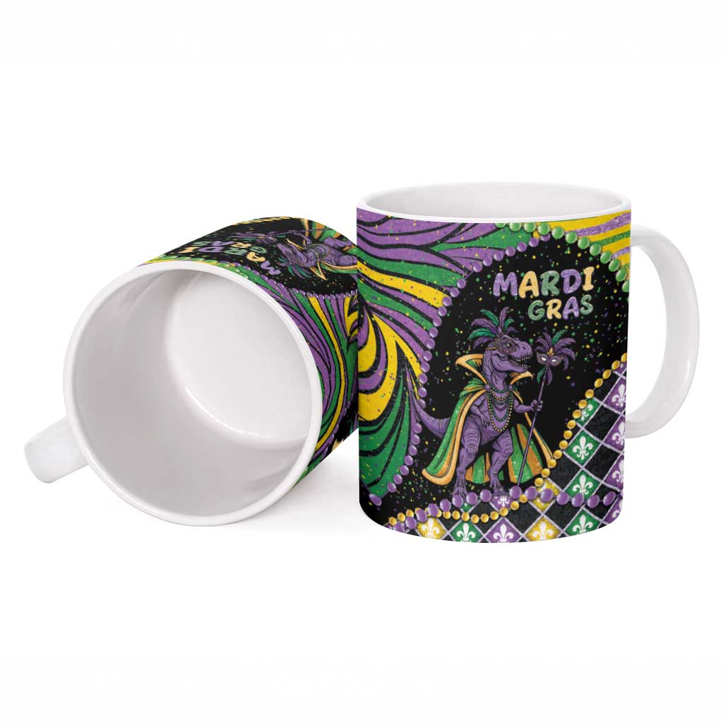 Mardi Gras Ceramic Mug King Rex Glitter Effect