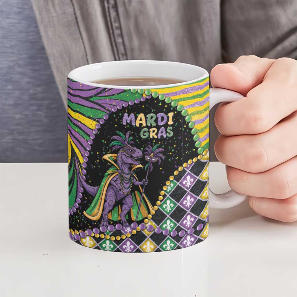 Mardi Gras Ceramic Mug King Rex Glitter Effect