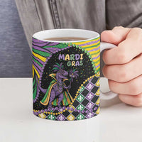 Mardi Gras Ceramic Mug King Rex Glitter Effect