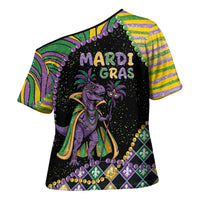 Mardi Gras Cross Shoulder Shirt King Rex Glitter Effect