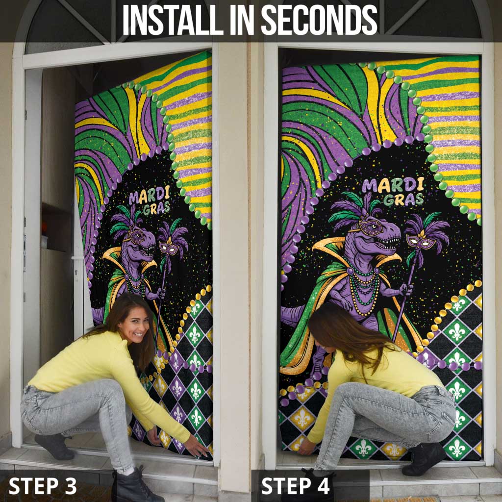 Mardi Gras Door Cover King Rex Glitter Effect