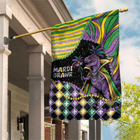 Mardi Gras Garden Flag King Rex Glitter Effect