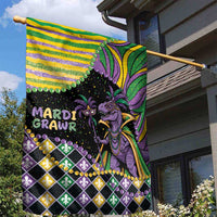 Mardi Gras Garden Flag King Rex Glitter Effect