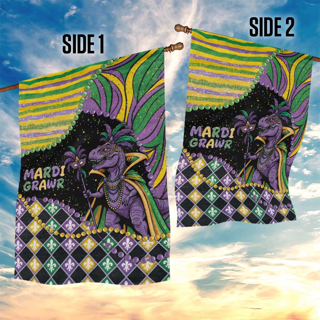 Mardi Gras Garden Flag King Rex Glitter Effect